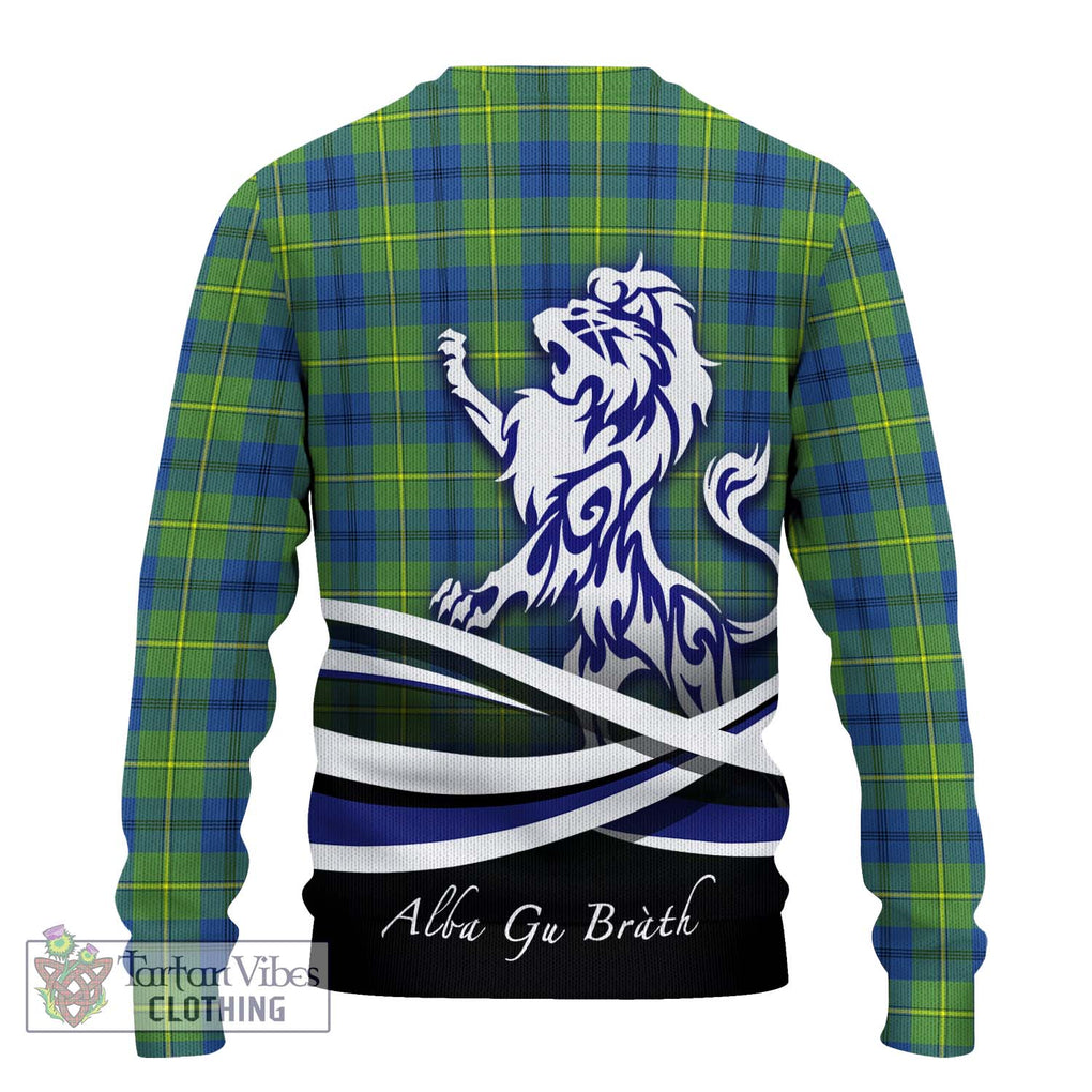 Johnstone Ancient Tartan Knitted Sweater with Alba Gu Brath Regal Lion Emblem - Tartanvibesclothing Shop