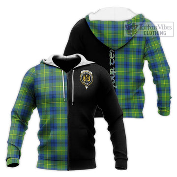 Johnstone Ancient Tartan Knitted Hoodie with Family Crest and Half Of Me Style