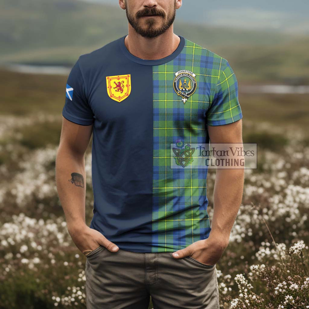 Tartan Vibes Clothing Johnstone Ancient Tartan T-Shirt Alba with Scottish Lion Royal Arm Half Style