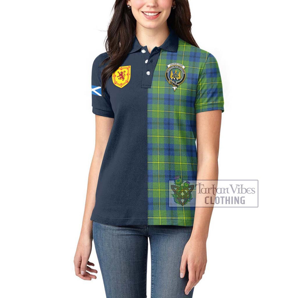 Tartan Vibes Clothing Johnstone Ancient Tartan Women's Polo Shirt with Scottish Lion Royal Arm Half Style