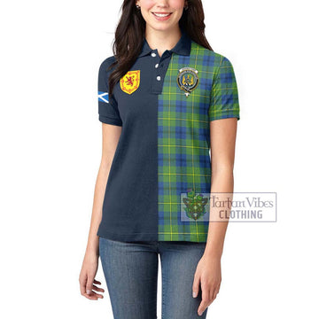 Johnstone Ancient Tartan Women's Polo Shirt Alba with Scottish Lion Royal Arm Half Style