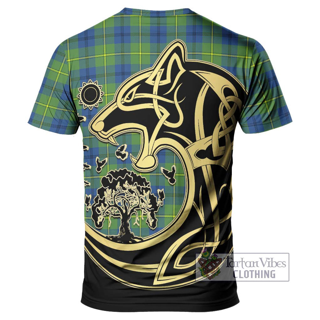 Johnstone Ancient Tartan T-Shirt with Family Crest Celtic Wolf Style - Tartan Vibes Clothing