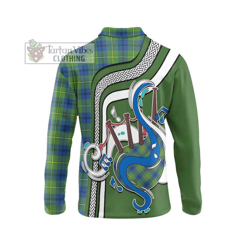 Tartan Vibes Clothing Johnstone Ancient Tartan Long Sleeve Polo Shirt with Epic Bagpipe Style