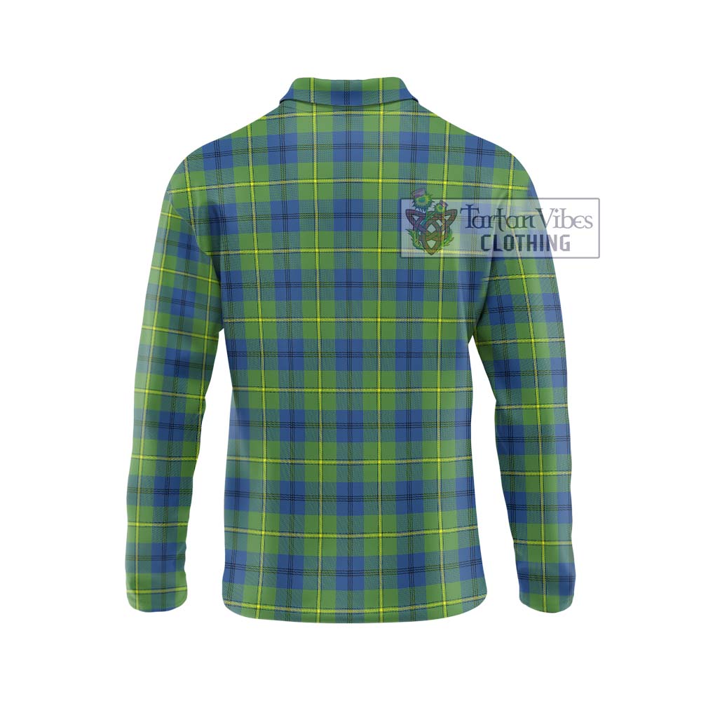 Johnstone Ancient Tartan Long Sleeve Polo Shirt with Family Crest DNA In Me Style - Tartanvibesclothing Shop