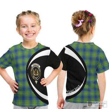 Johnstone Ancient Tartan Kid T-Shirt with Family Crest Circle Style