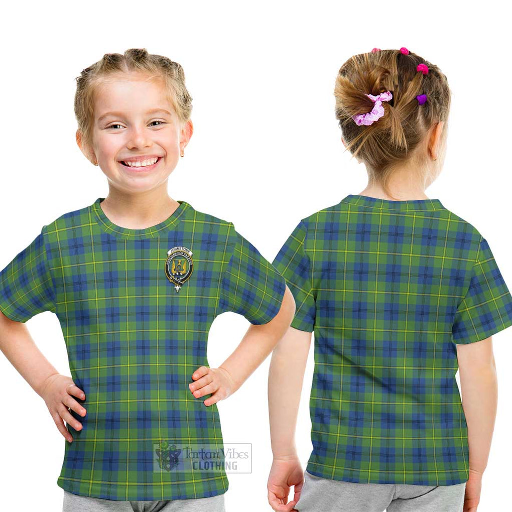 Johnstone Ancient Tartan Kid T-Shirt with Family Crest - Tartanvibesclothing Shop