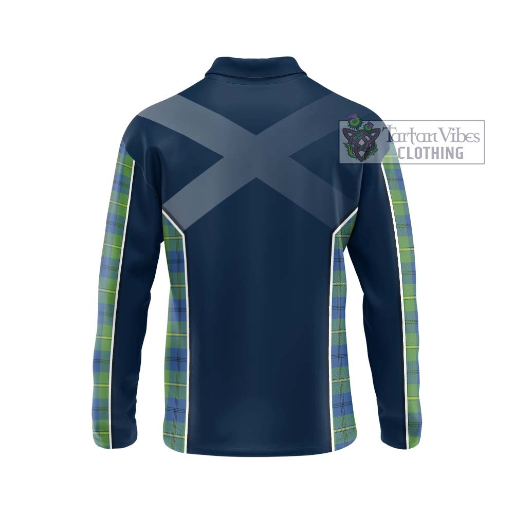 Johnstone Ancient Tartan Long Sleeve Polo Shirt with Family Crest and Lion Rampant Vibes Sport Style - Tartan Vibes Clothing