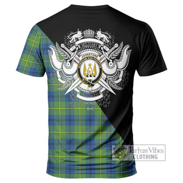 Johnstone Ancient Tartan T-Shirt with Family Crest and Military Logo Style