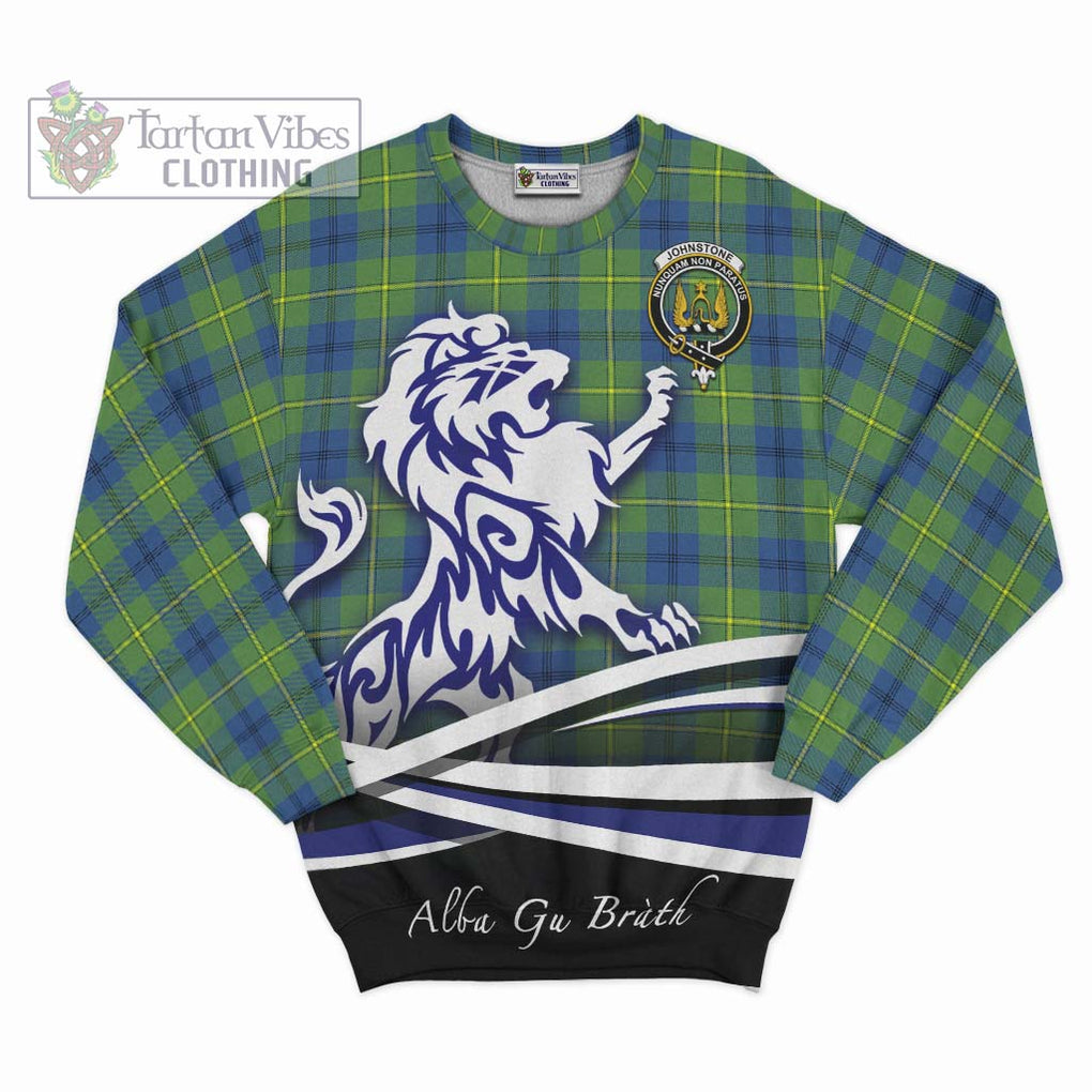 Johnstone Ancient Tartan Sweatshirt with Alba Gu Brath Regal Lion Emblem - Tartanvibesclothing Shop