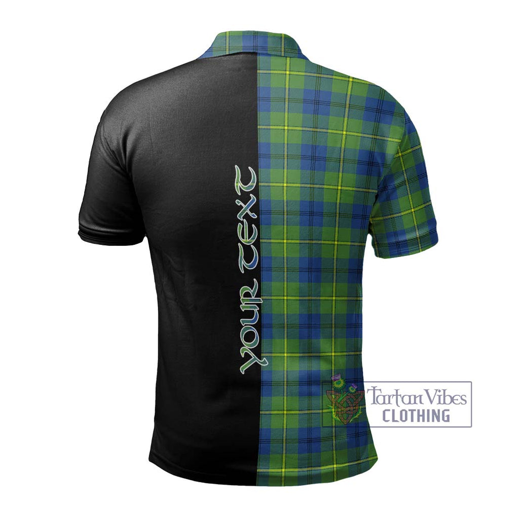 Johnstone Ancient Tartan Polo Shirt with Family Crest and Half Of Me Style - Tartanvibesclothing Shop