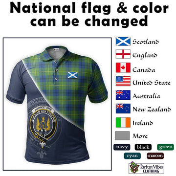 Johnstone Ancient Tartan Polo Shirt with Personalised National Flag and Family Crest Half Style