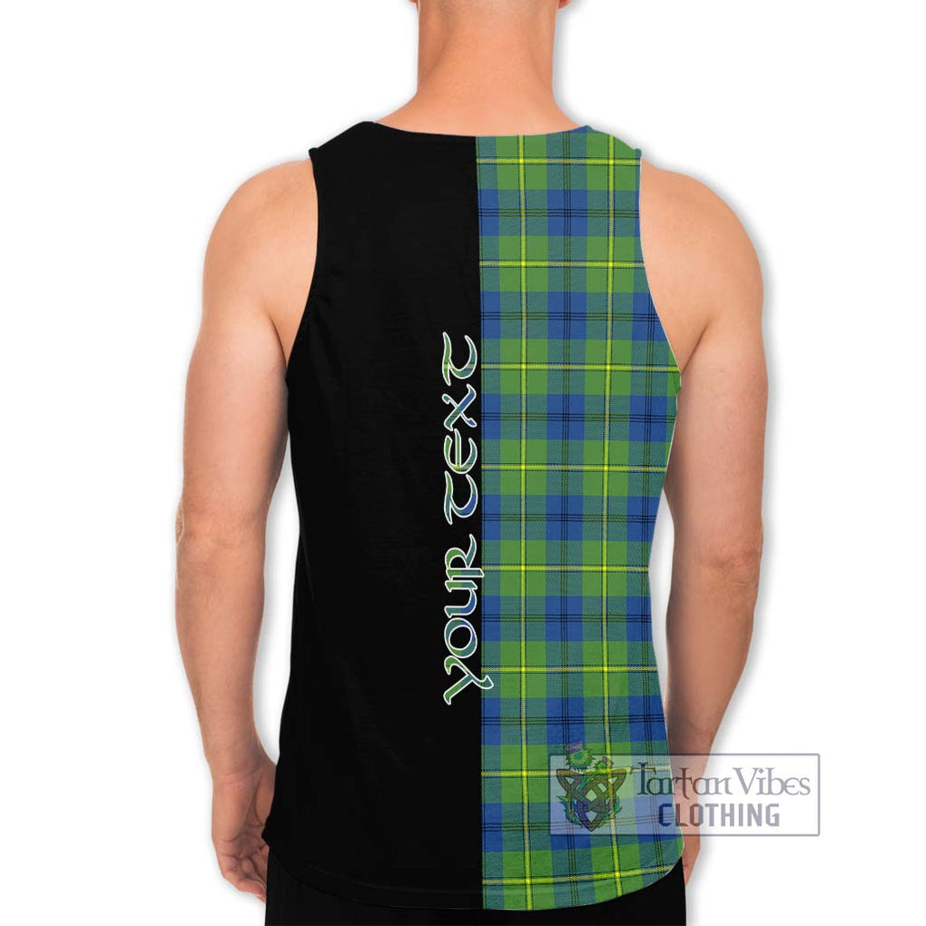 Johnstone Ancient Tartan Men's Tank Top with Family Crest and Half Of Me Style - Tartanvibesclothing Shop