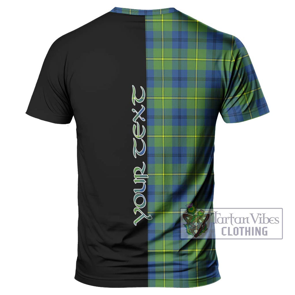 Johnstone Ancient Tartan T-Shirt with Family Crest and Half Of Me Style - Tartanvibesclothing Shop