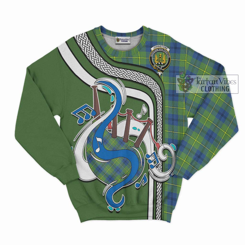 Tartan Vibes Clothing Johnstone Ancient Tartan Sweatshirt with Epic Bagpipe Style