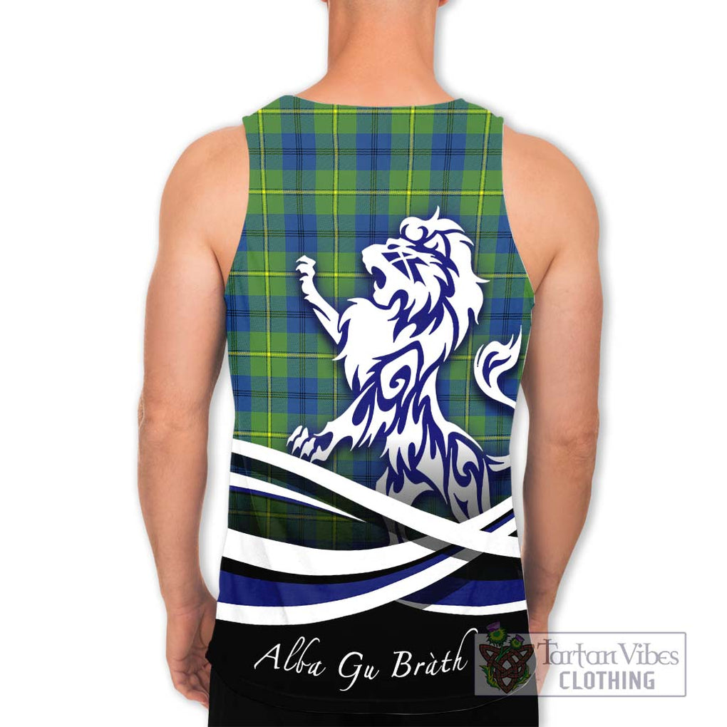 Johnstone Ancient Tartan Men's Tank Top with Alba Gu Brath Regal Lion Emblem - Tartanvibesclothing Shop