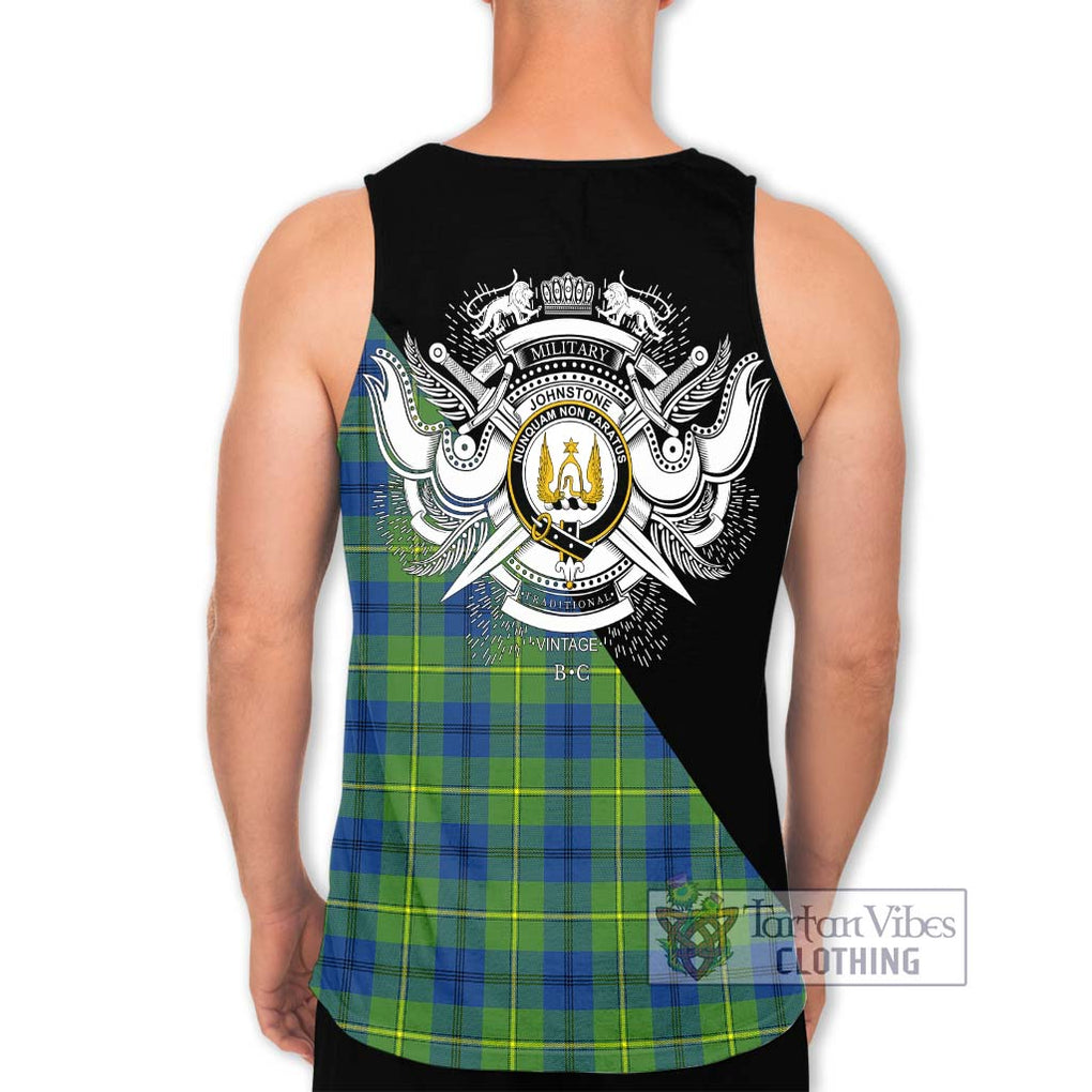 Johnstone Ancient Tartan Men's Tank Top with Family Crest and Military Logo Style - Tartanvibesclothing Shop