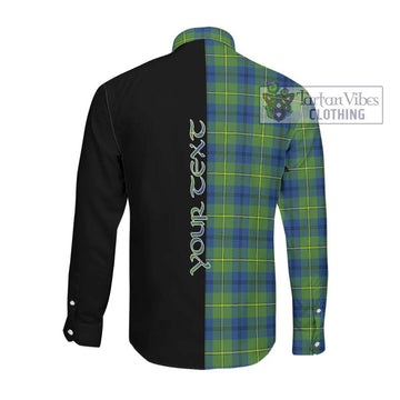 Johnstone Ancient Tartan Long Sleeve Button Shirt with Family Crest and Half Of Me Style