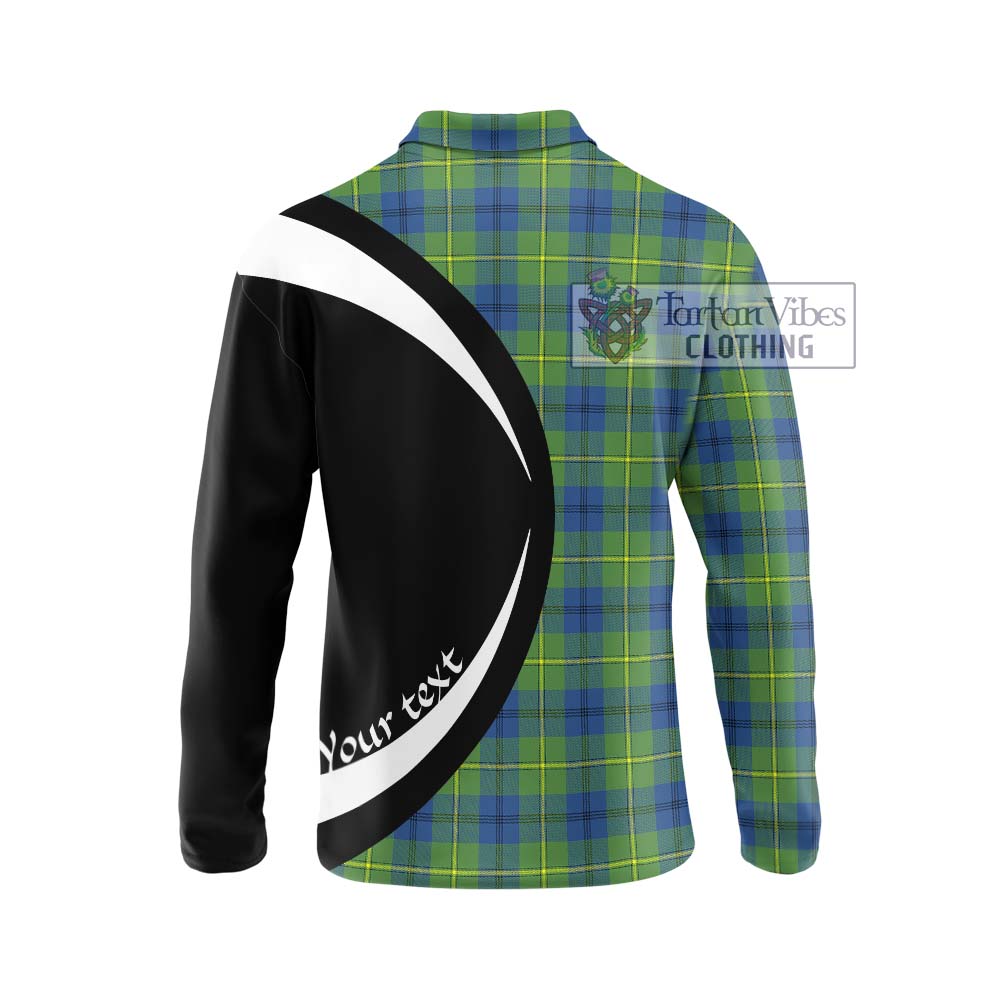 Johnstone Ancient Tartan Long Sleeve Polo Shirt with Family Crest Circle Style - Tartan Vibes Clothing