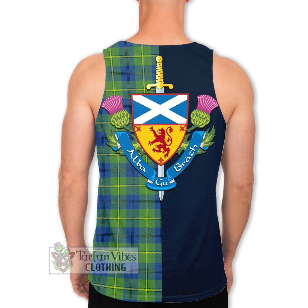 Tartan Vibes Clothing Johnstone Ancient Tartan Men's Tank Top with Scottish Lion Royal Arm Half Style