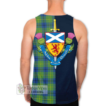 Johnstone Ancient Tartan Men's Tank Top Alba with Scottish Lion Royal Arm Half Style