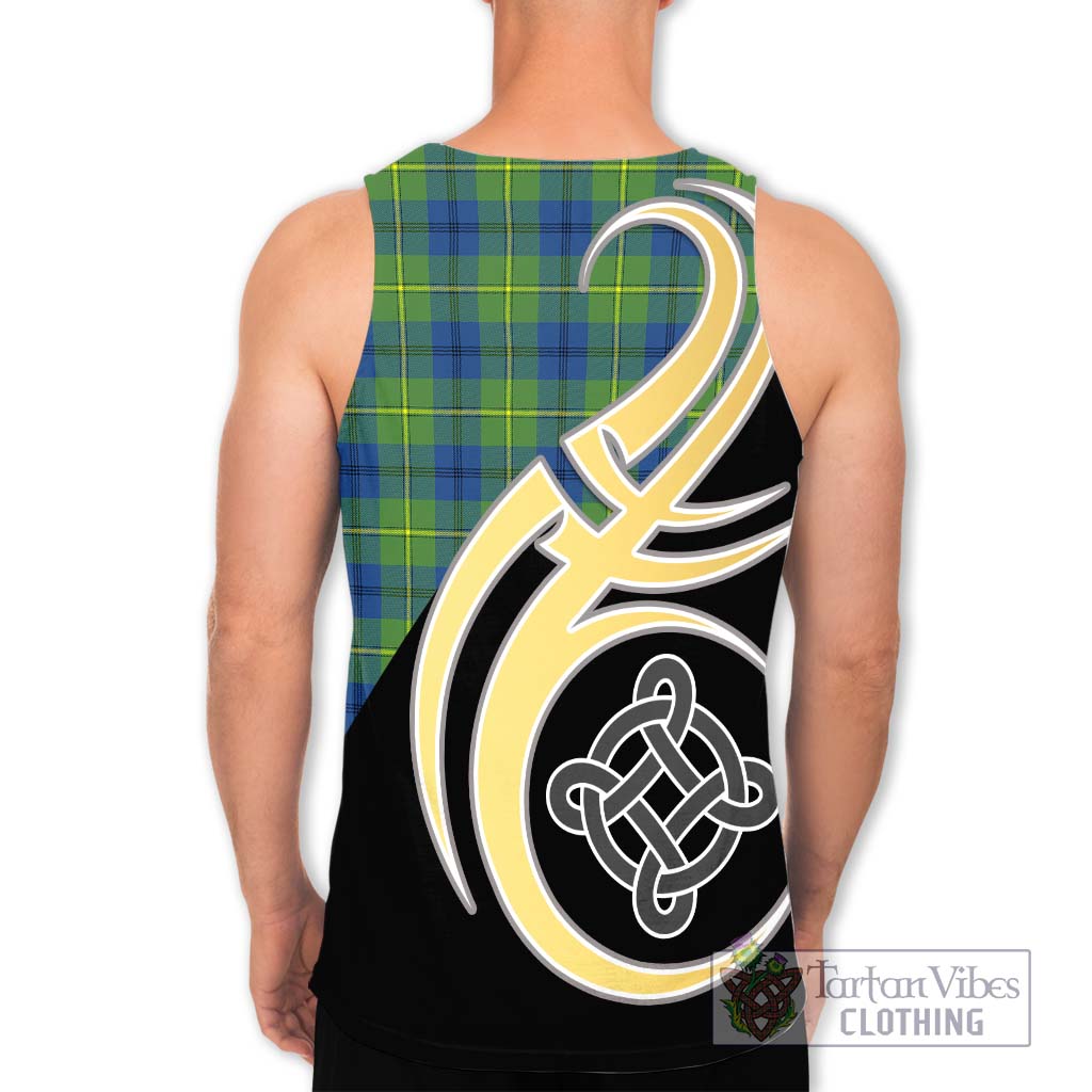 Johnstone Ancient Tartan Men's Tank Top with Family Crest and Celtic Symbol Style - Tartan Vibes Clothing