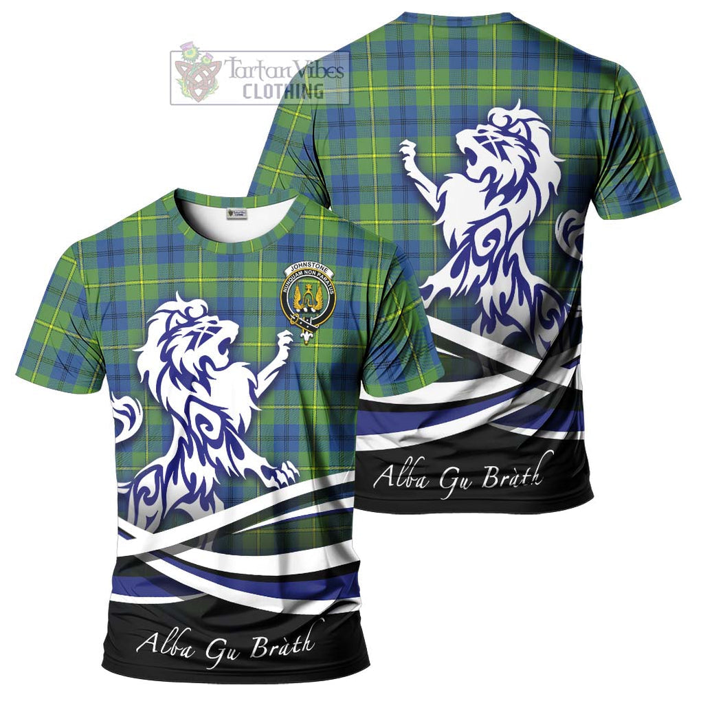 Tartan Vibes Clothing Johnstone Ancient Tartan Cotton T-shirt with Alba Gu Brath Regal Lion Emblem