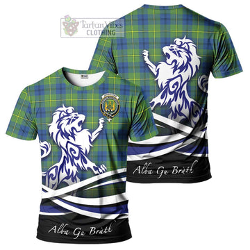 Johnstone Ancient Tartan Cotton T-shirt with Alba Gu Brath Regal Lion Emblem