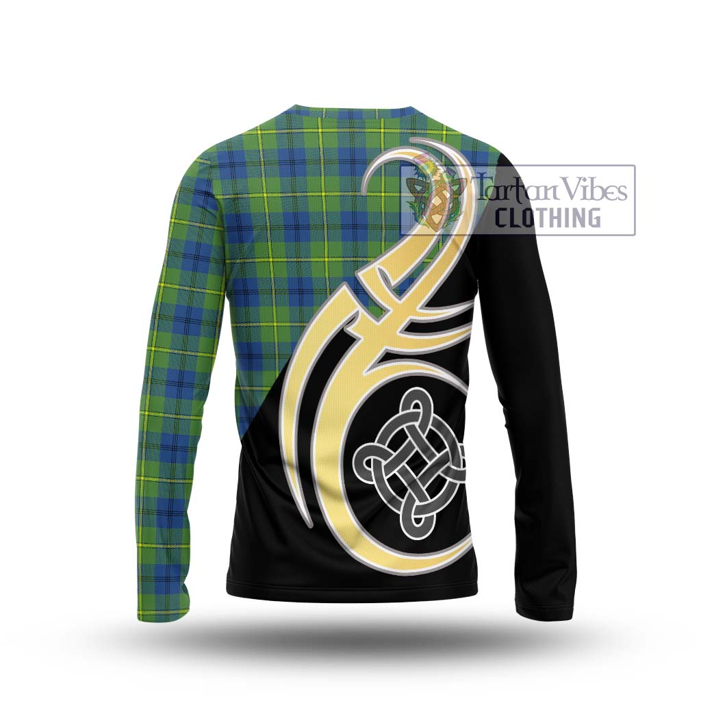 Johnstone Ancient Tartan Long Sleeve T-Shirt with Family Crest and Celtic Symbol Style - Tartan Vibes Clothing