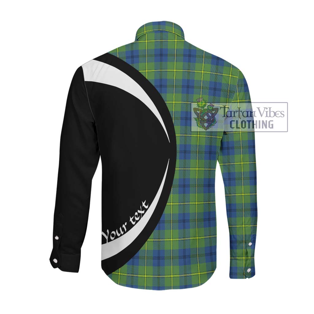 Johnstone Ancient Tartan Long Sleeve Button Up with Family Crest Circle Style Men's Shirt - Tartan Vibes Clothing