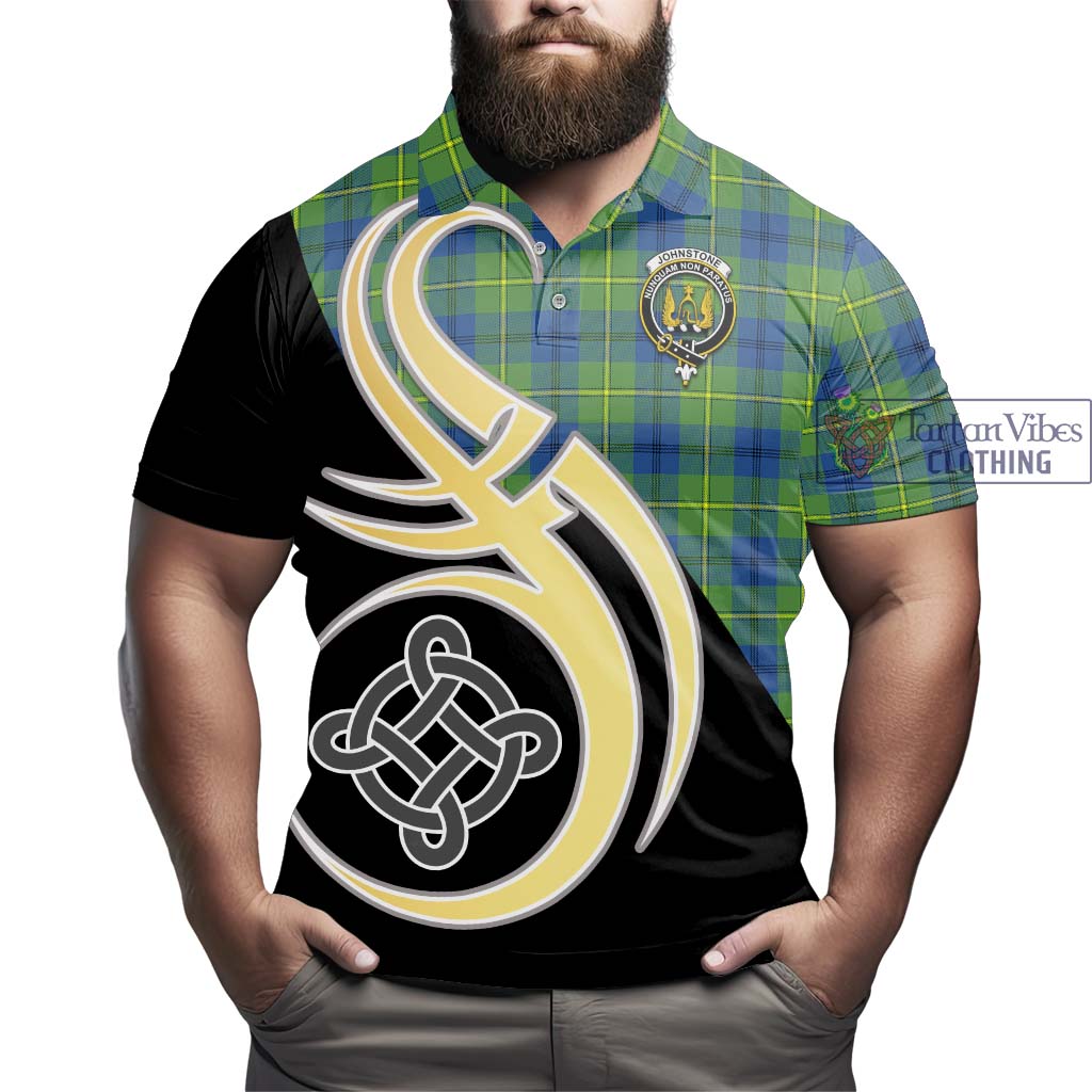 Johnstone Ancient Tartan Polo Shirt with Family Crest and Celtic Symbol Style - Tartan Vibes Clothing