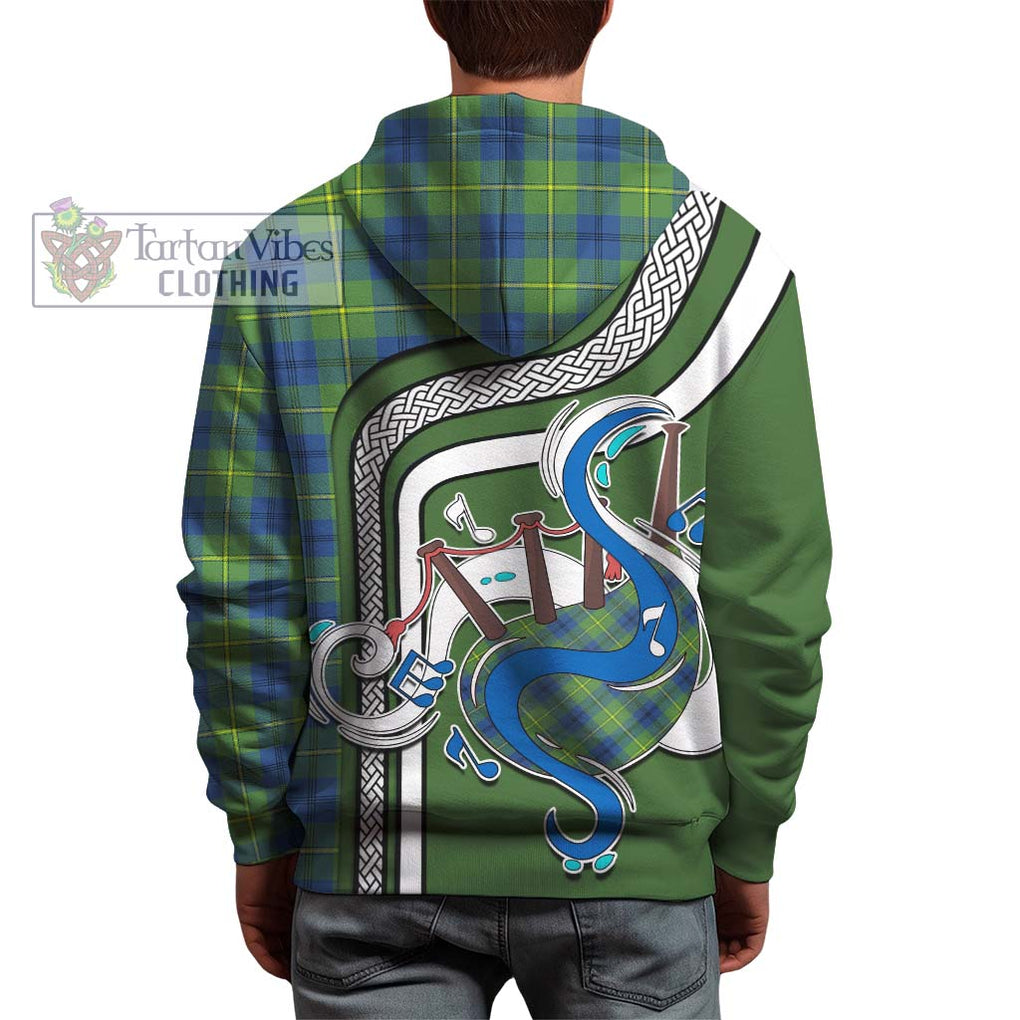 Johnstone Ancient Tartan Hoodie with Epic Bagpipe Style - Tartanvibesclothing Shop