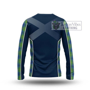 Johnstone Ancient Tartan Long Sleeve T-Shirt with Family Crest and Lion Rampant Vibes Sport Style