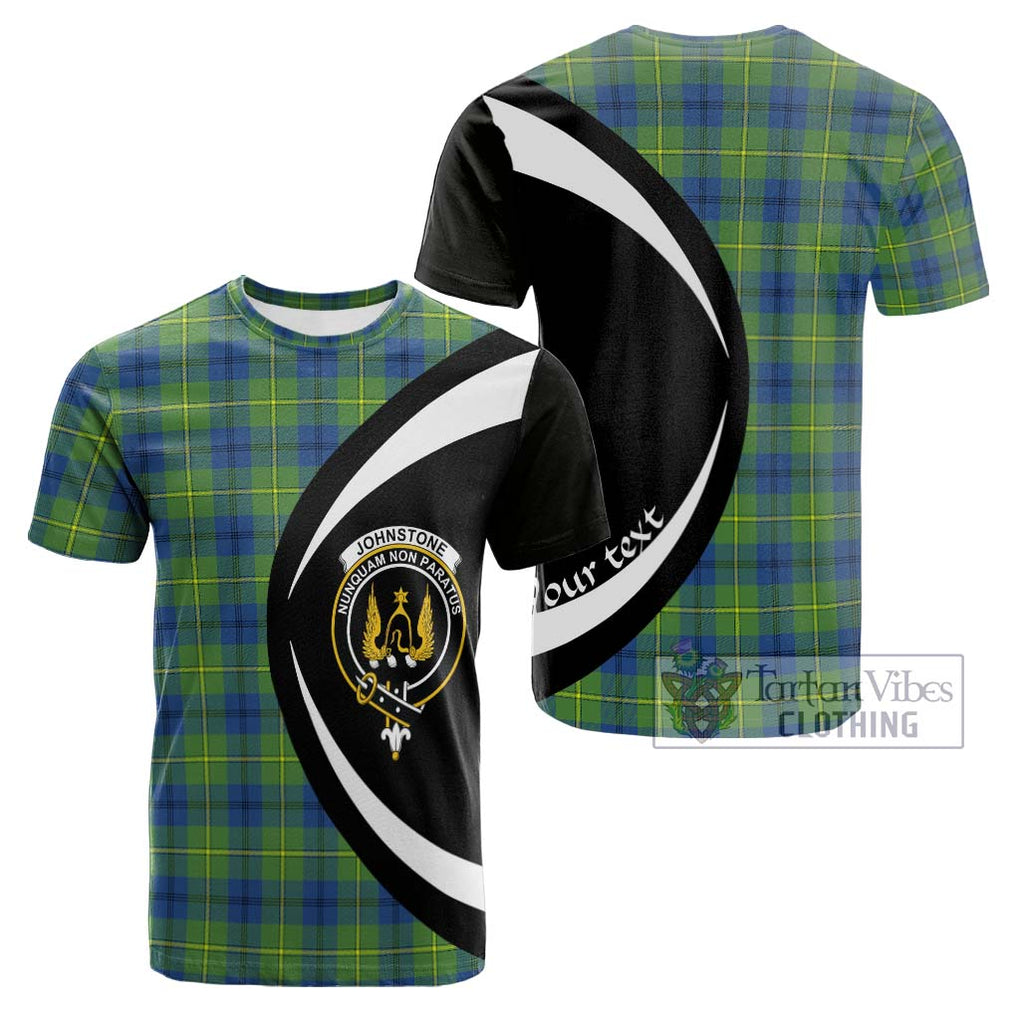 Tartan Vibes Clothing Johnstone Ancient Tartan Cotton T-shirt with Family Crest Circle Style