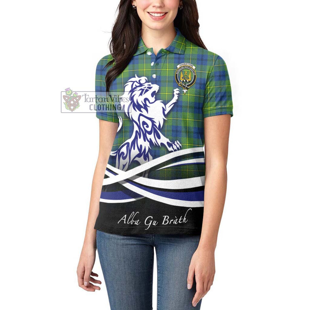 Johnstone Ancient Tartan Women's Polo Shirt with Alba Gu Brath Regal Lion Emblem - Tartanvibesclothing Shop