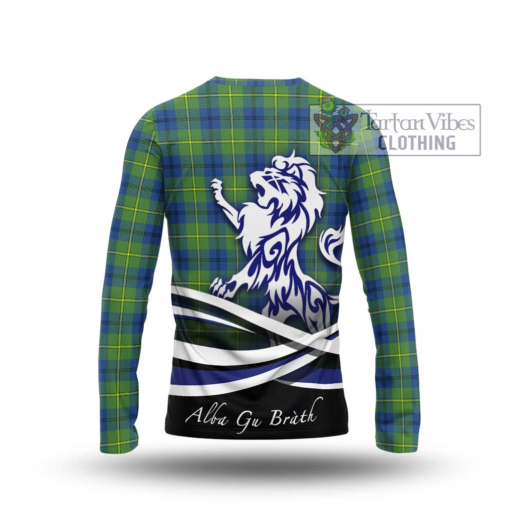 Johnstone Ancient Tartan Long Sleeve T-Shirt with Alba Gu Brath Regal Lion Emblem - Tartanvibesclothing Shop