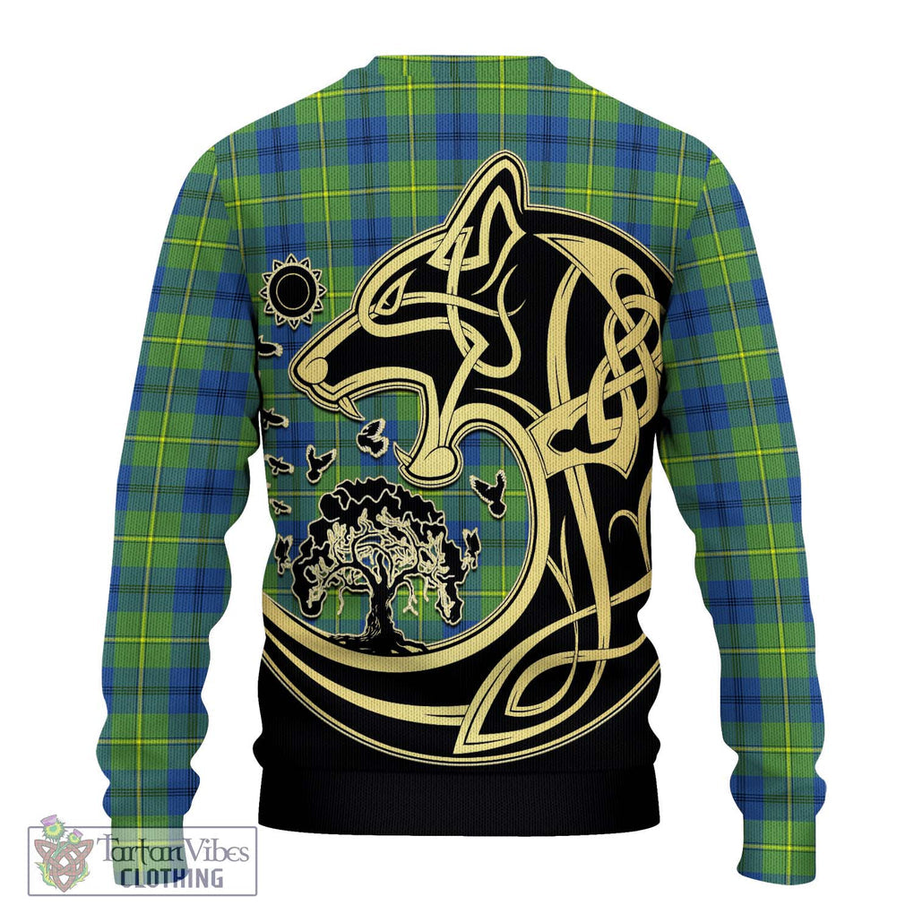 Johnstone Ancient Tartan Knitted Sweater with Family Crest Celtic Wolf Style - Tartan Vibes Clothing