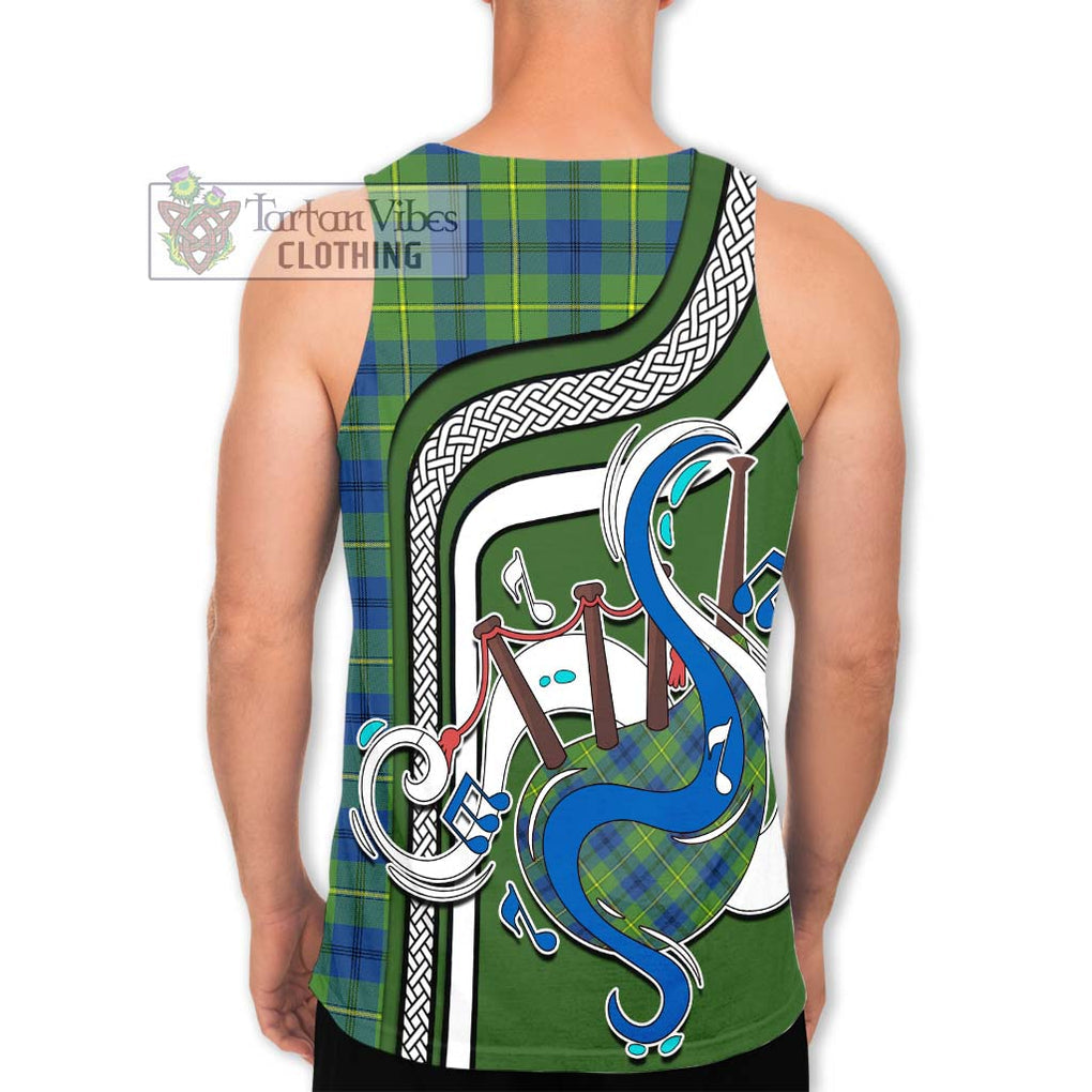 Johnstone Ancient Tartan Men's Tank Top with Epic Bagpipe Style - Tartanvibesclothing Shop