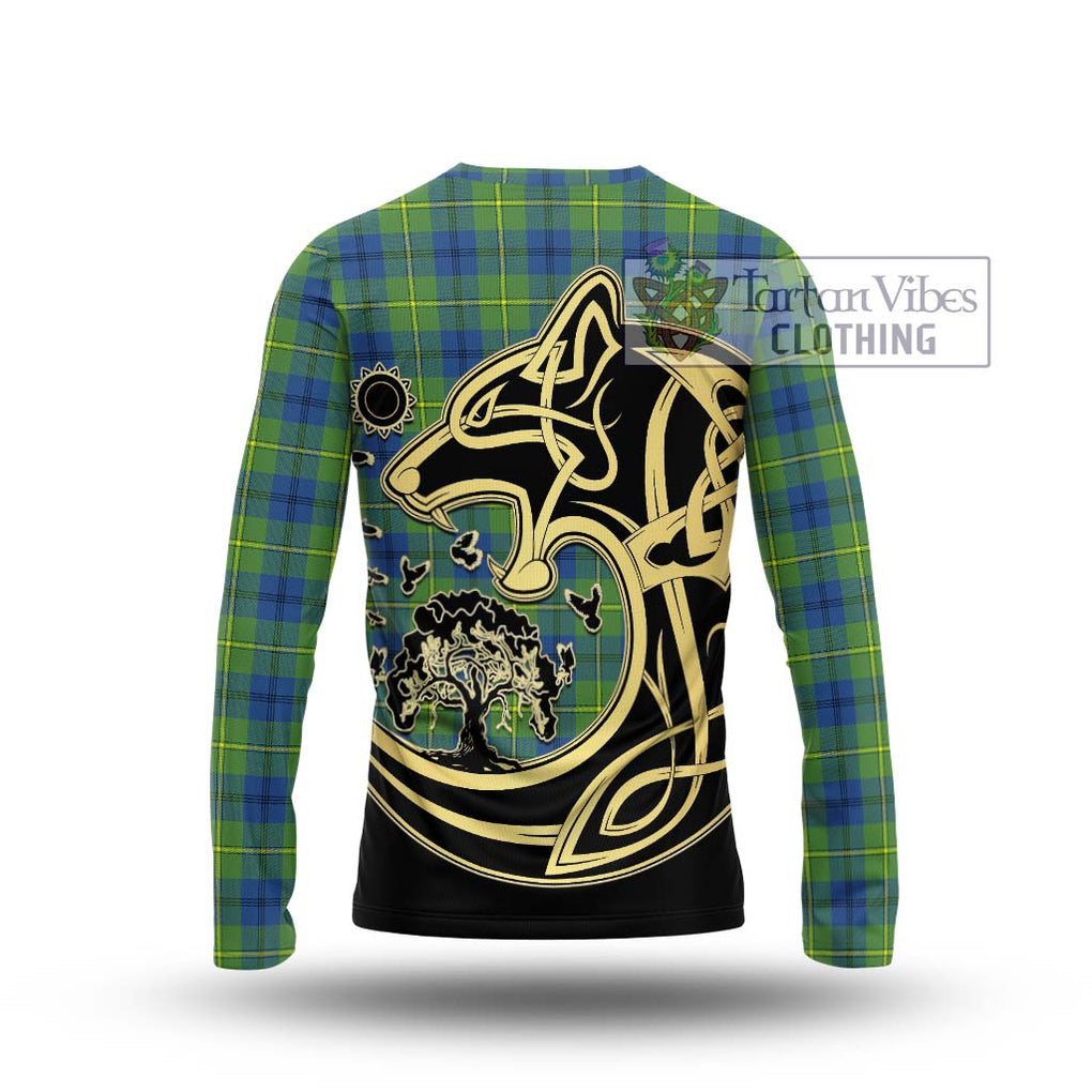 Johnstone Ancient Tartan Long Sleeve T-Shirt with Family Crest Celtic Wolf Style - Tartan Vibes Clothing