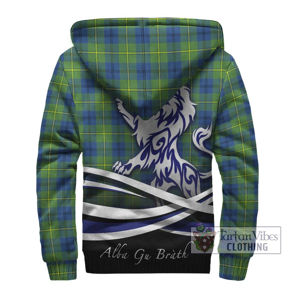 Johnstone Ancient Tartan Sherpa Hoodie with Alba Gu Brath Regal Lion Emblem - Tartanvibesclothing Shop