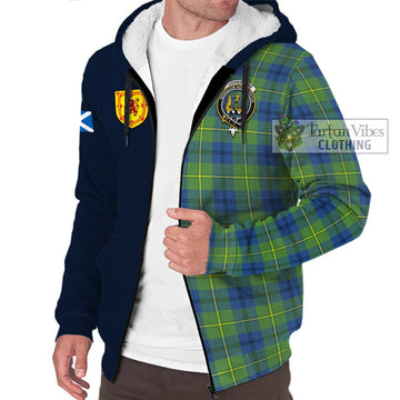 Johnstone Ancient Tartan Sherpa Hoodie Alba with Scottish Lion Royal Arm Half Style