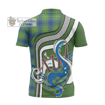 Johnstone Ancient Tartan Zipper Polo Shirt with Epic Bagpipe Style