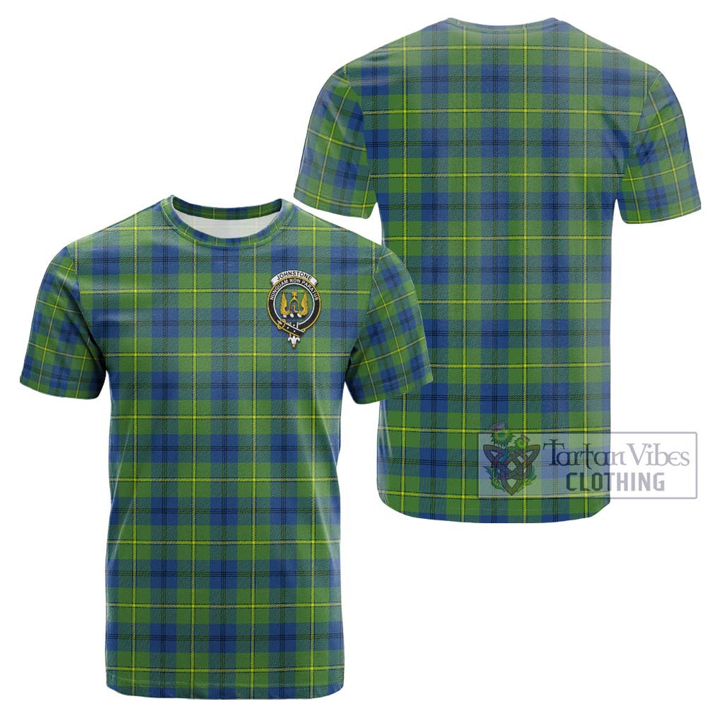 Johnstone Ancient Tartan Cotton T-Shirt with Family Crest Kid's Shirt - Tartanvibesclothing Shop