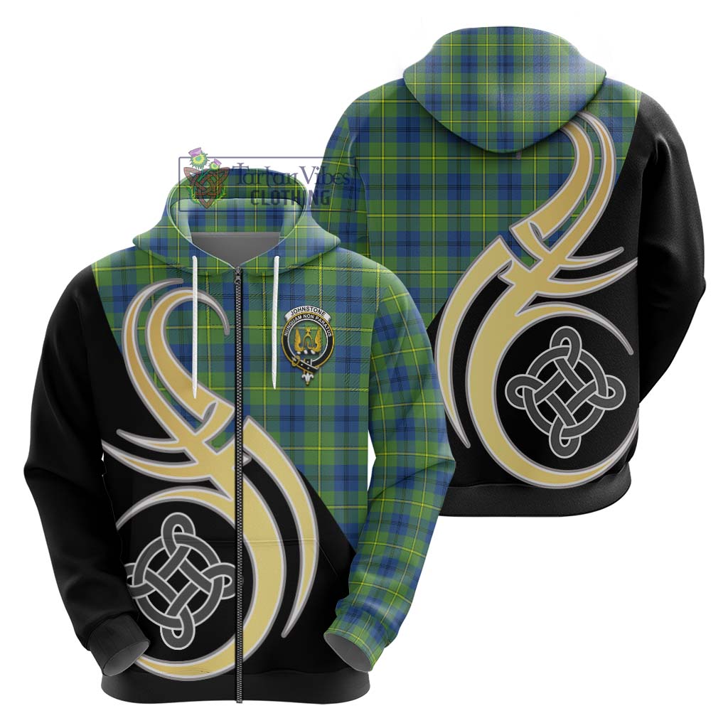 Johnstone Ancient Tartan Hoodie with Family Crest and Celtic Symbol Style - Tartan Vibes Clothing