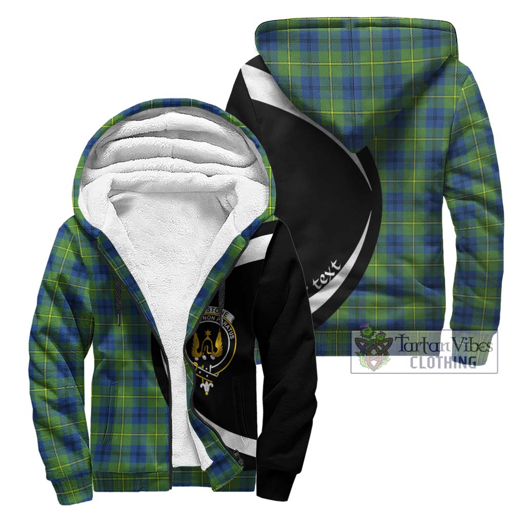 Johnstone Ancient Tartan Sherpa Hoodie with Family Crest Circle Style Unisex - Tartan Vibes Clothing