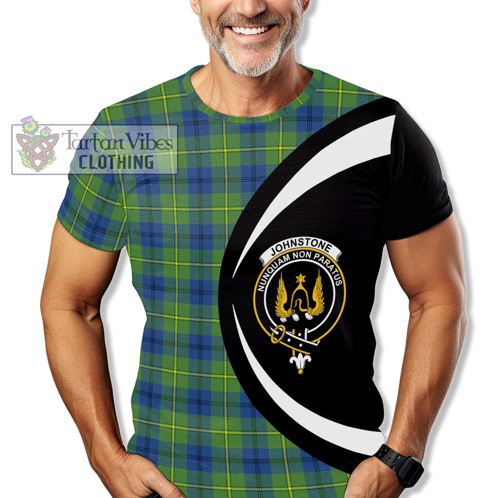 Tartan Vibes Clothing Johnstone Ancient Tartan T-Shirt with Family Crest Circle Style