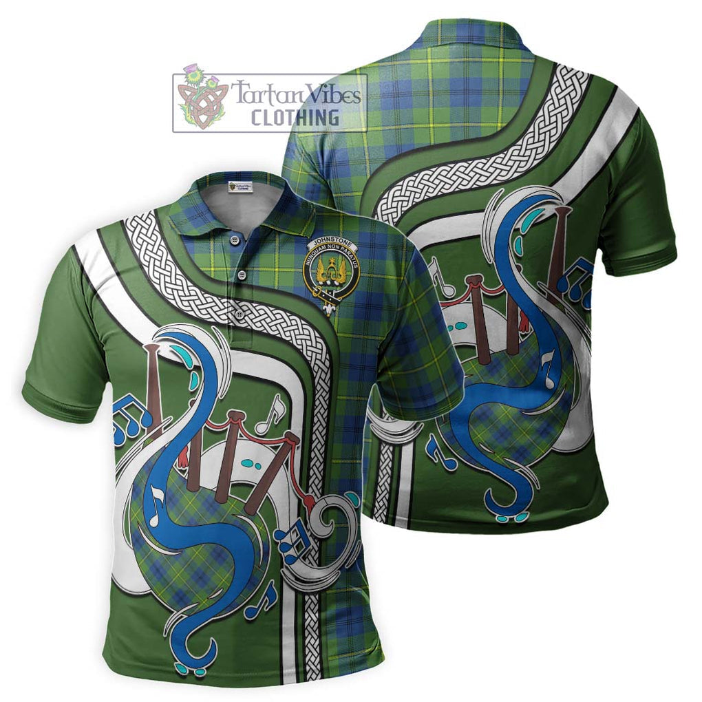 Tartan Vibes Clothing Johnstone Ancient Tartan Polo Shirt with Epic Bagpipe Style