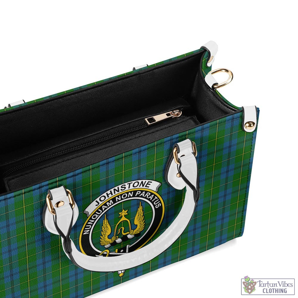 Tartan Vibes Clothing Johnstone-Johnston Tartan Luxury Leather Handbags with Family Crest