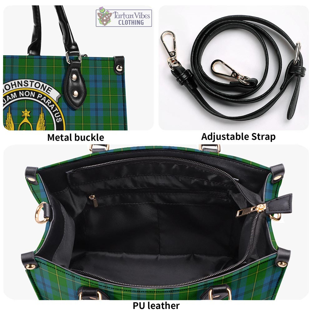 Tartan Vibes Clothing Johnstone-Johnston Tartan Luxury Leather Handbags with Family Crest