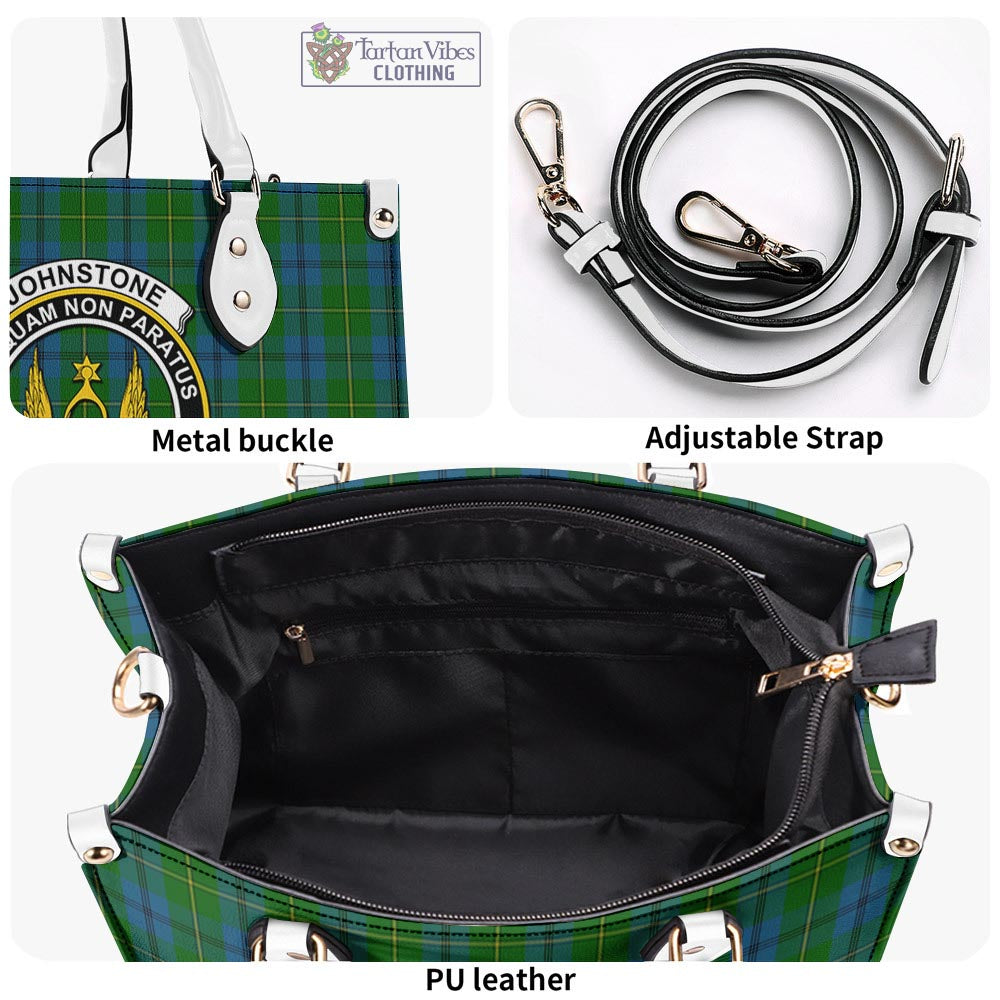 Tartan Vibes Clothing Johnstone-Johnston Tartan Luxury Leather Handbags with Family Crest