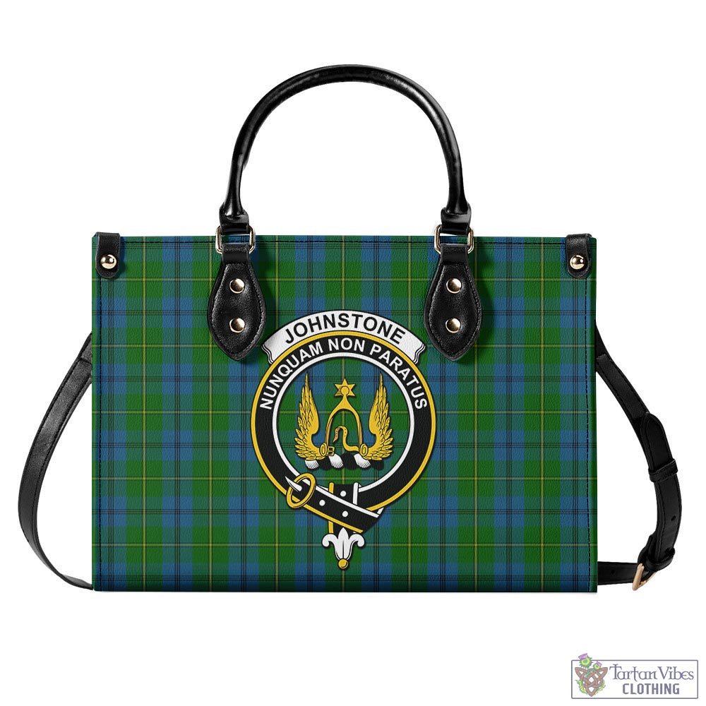 Tartan Vibes Clothing Johnstone-Johnston Tartan Luxury Leather Handbags with Family Crest